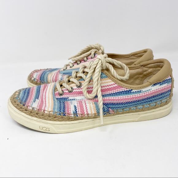 UGG Eyan II Serape Lace Up Pink/Blue Jute low top Sneakers size 6 - Picture 6 of 13